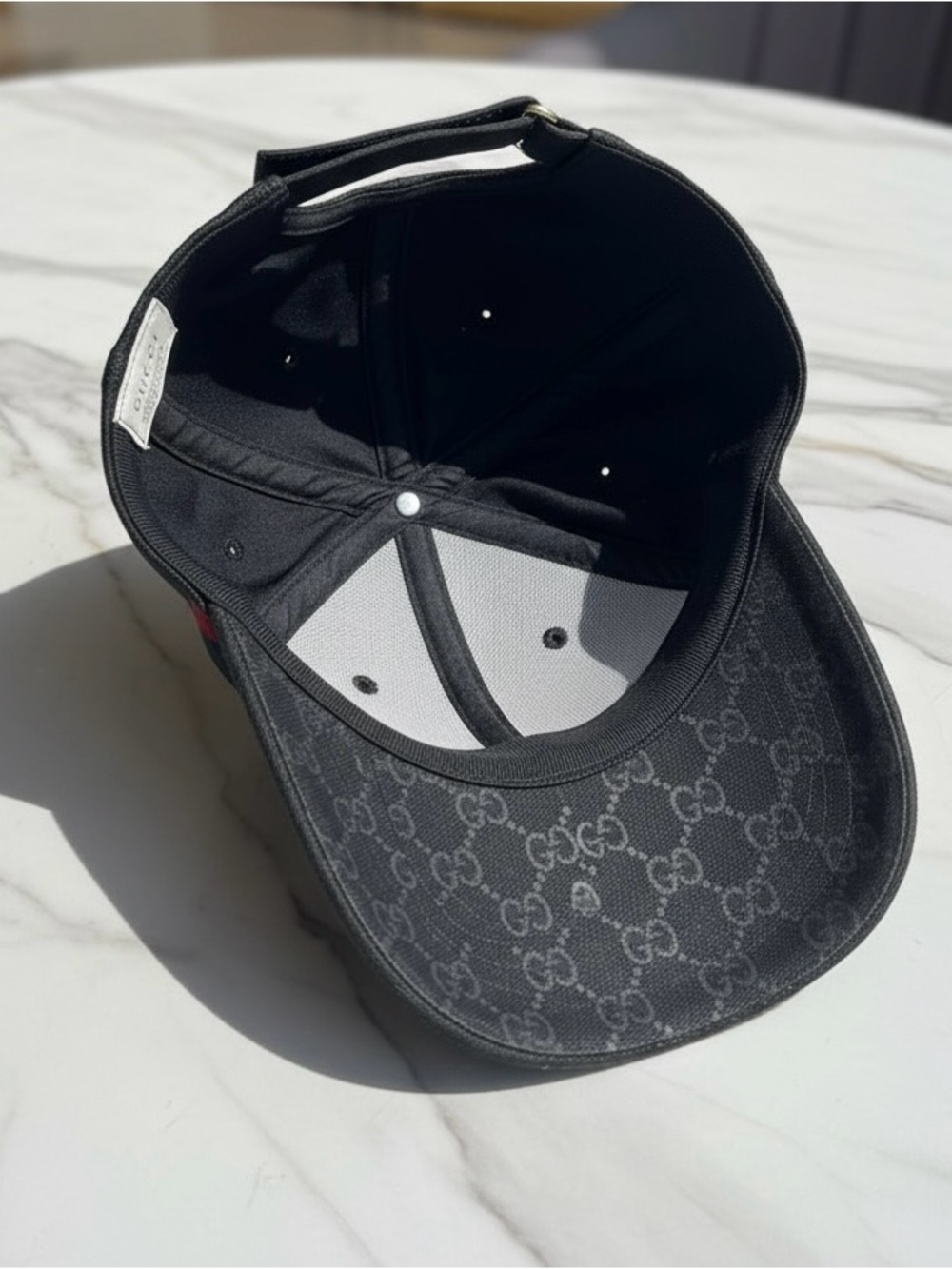 GucciGG Black Canvas Web Accent Baseball Cap with leather trim L Unisex - Picture 6 of 15
